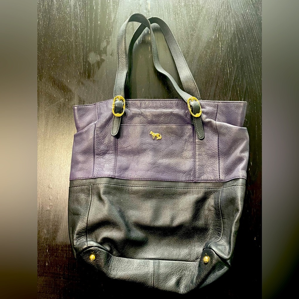 Black and purple leather Emma Fox purse